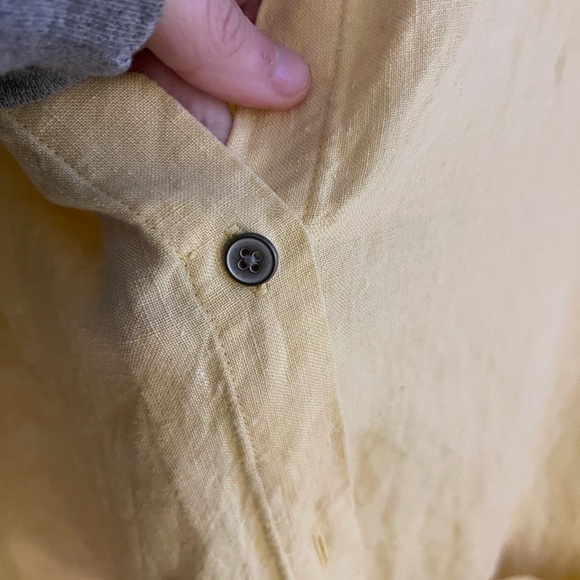 J.Jill Pure Jill Butter Yellow Linen Patch Pocket Button Front Midi Shirt Dress - Picture 3 of 8